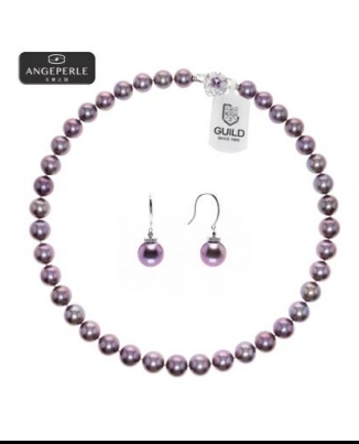 CF9152  天使之泪 S925银 淡水珍珠爱迪生紫 珠项链送耳钩  TSJ895