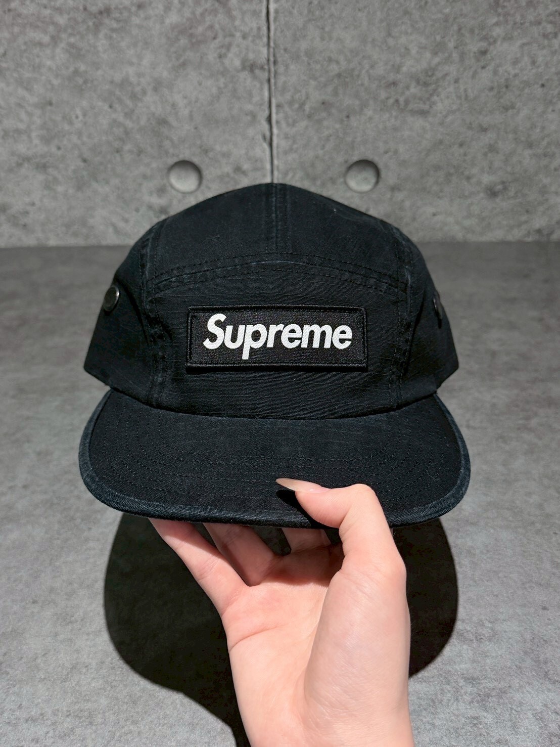 SUPREME 限定刺繡款 經典黑Box Logo 五分割帽