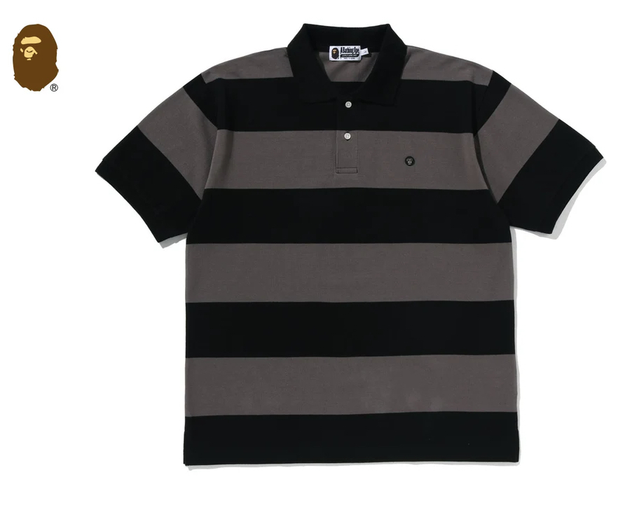 【BAPE男生】0411發售 寬版 MILO ONE POINT STRIPE RELAXED FIT POLO ● 2M30-112-001
