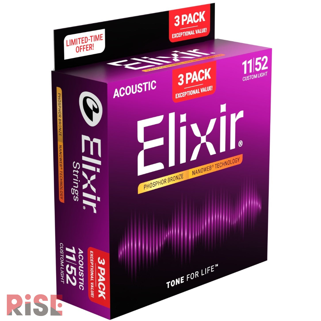 Elixir 11-52 NANOWEB 紅銅 奈米包覆層 三包裝 木吉他弦 包覆弦 16558