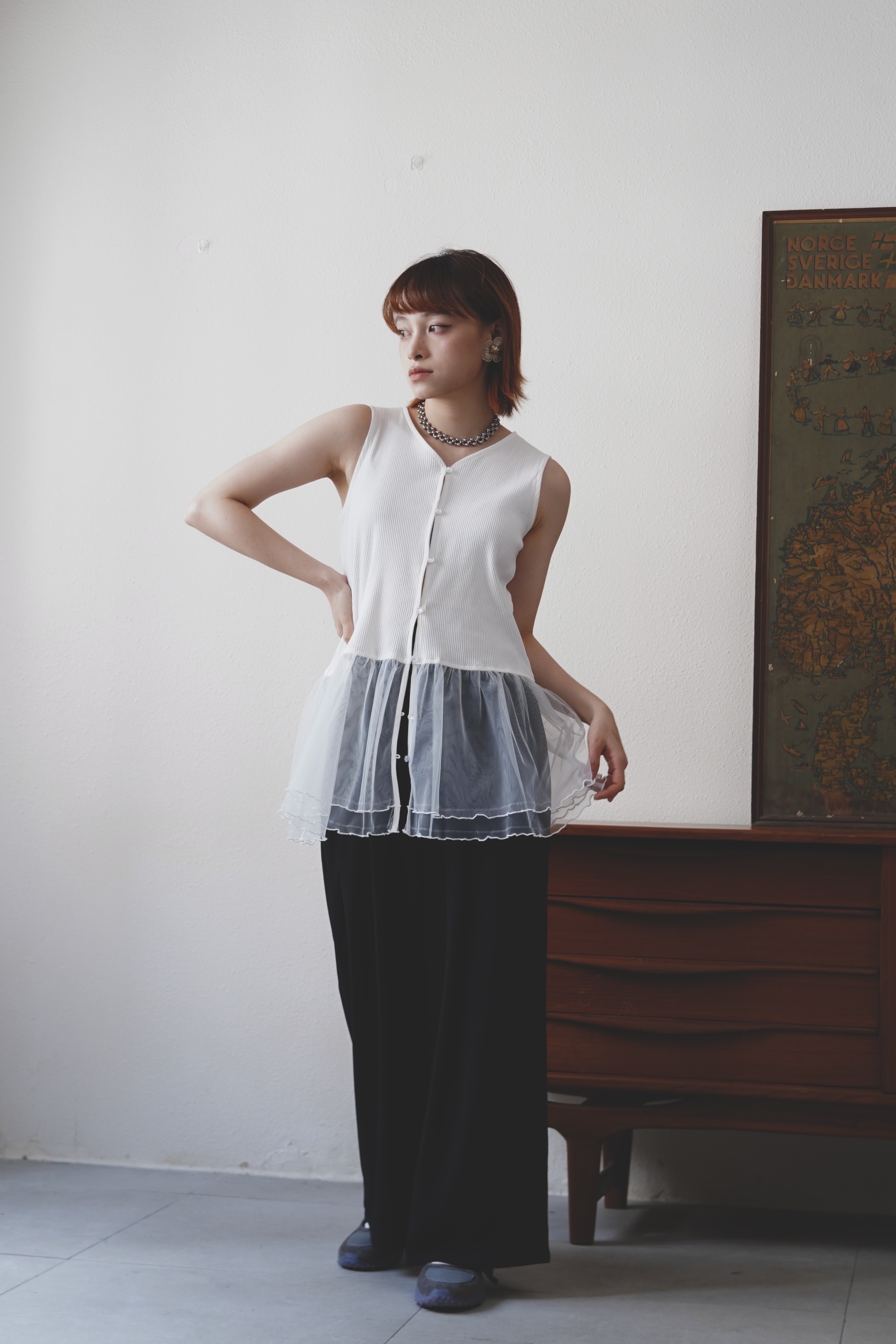 內外搭均可！彈性羅紋紗腳背心外套 - TT61961