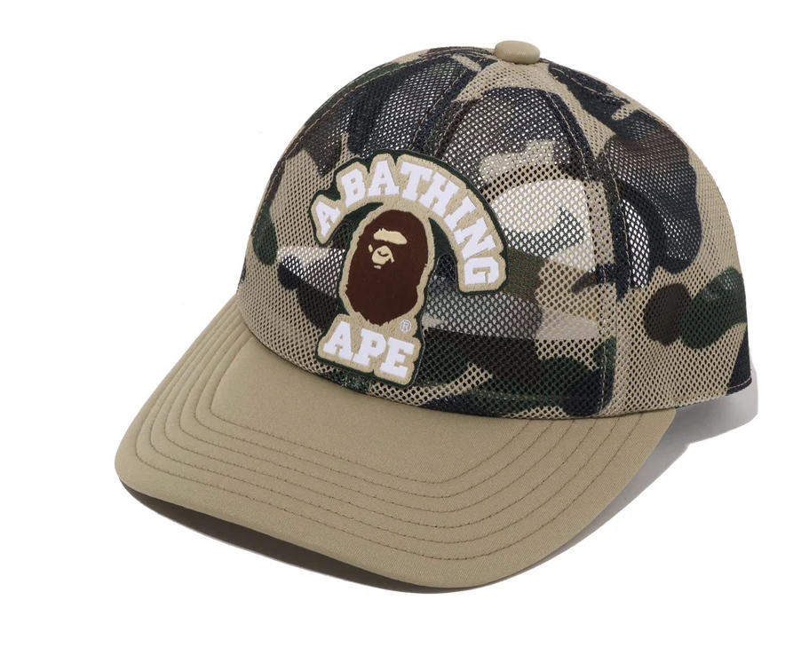 【BAPE配件】0411發售 1ST CAMO COLLEGE PATCHED MESH CAP  ●  1M30-180-010