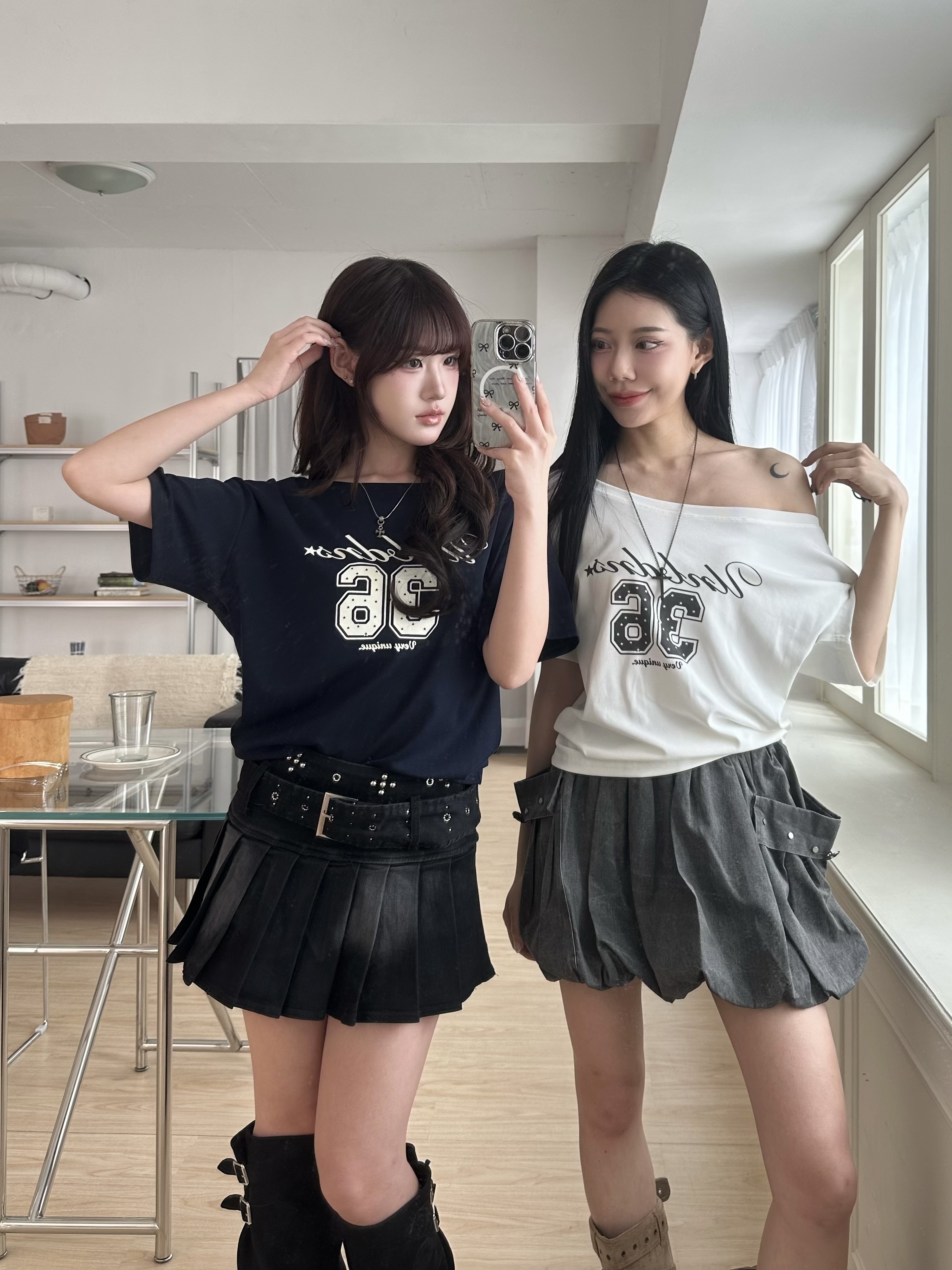 百搭數字36斜領上衣