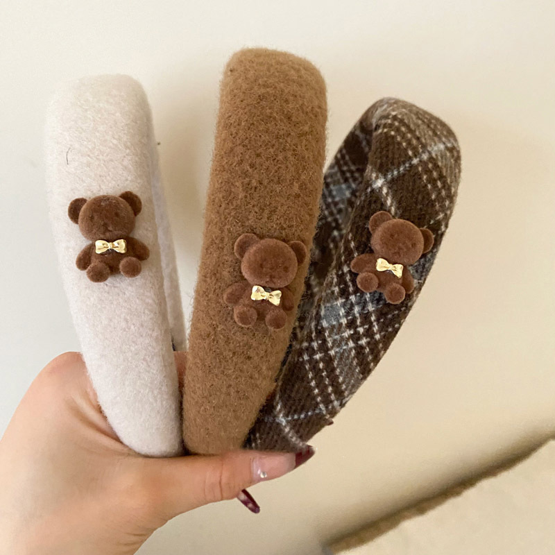 Autumn Winter Brown Plush Bear Headband