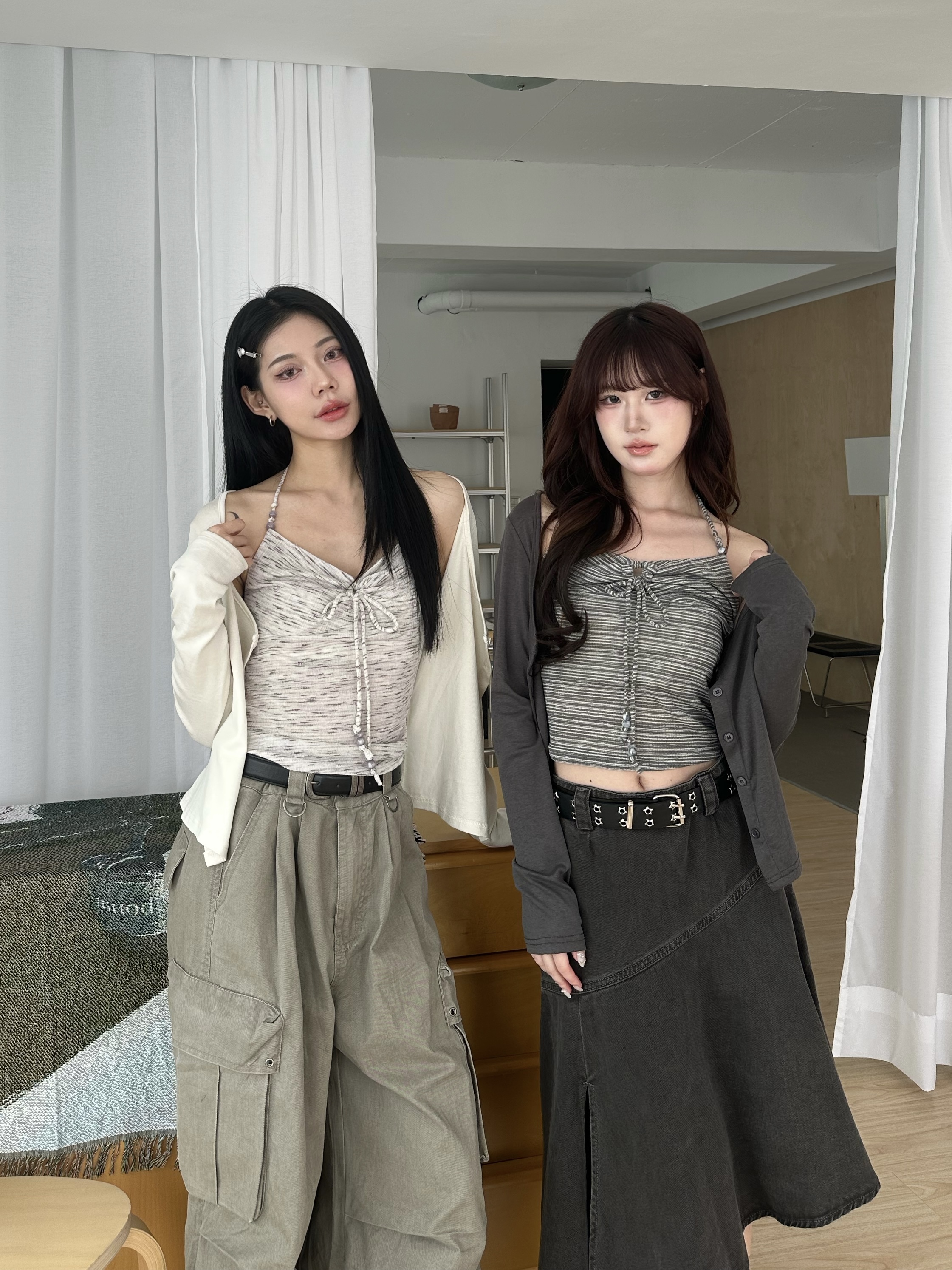 復古南法細紋背心+罩衫