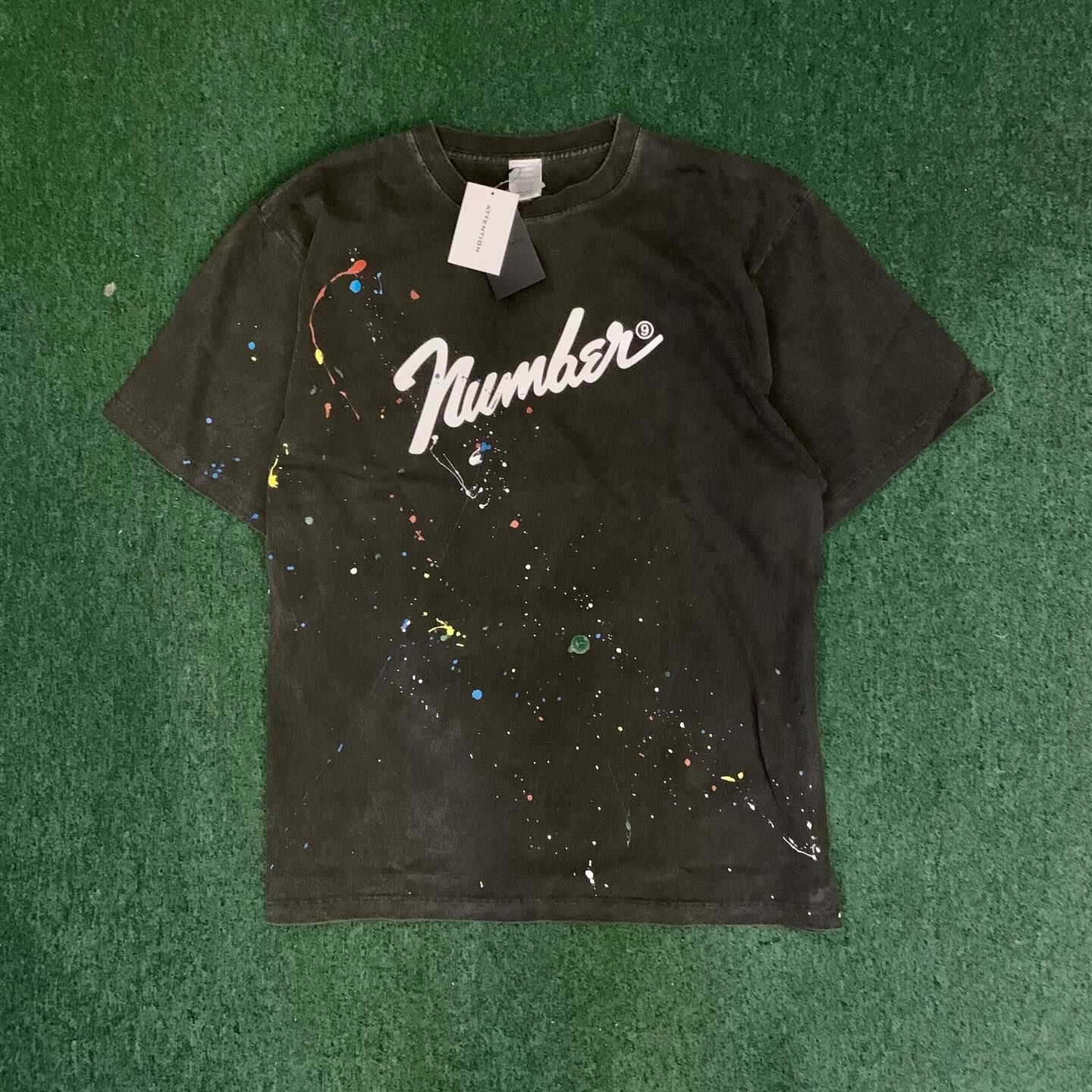 NUMBER NINE HAND PAINTED VINTAGE DYE GRAPHIC T-SHIRT - BLACK SIZE 3