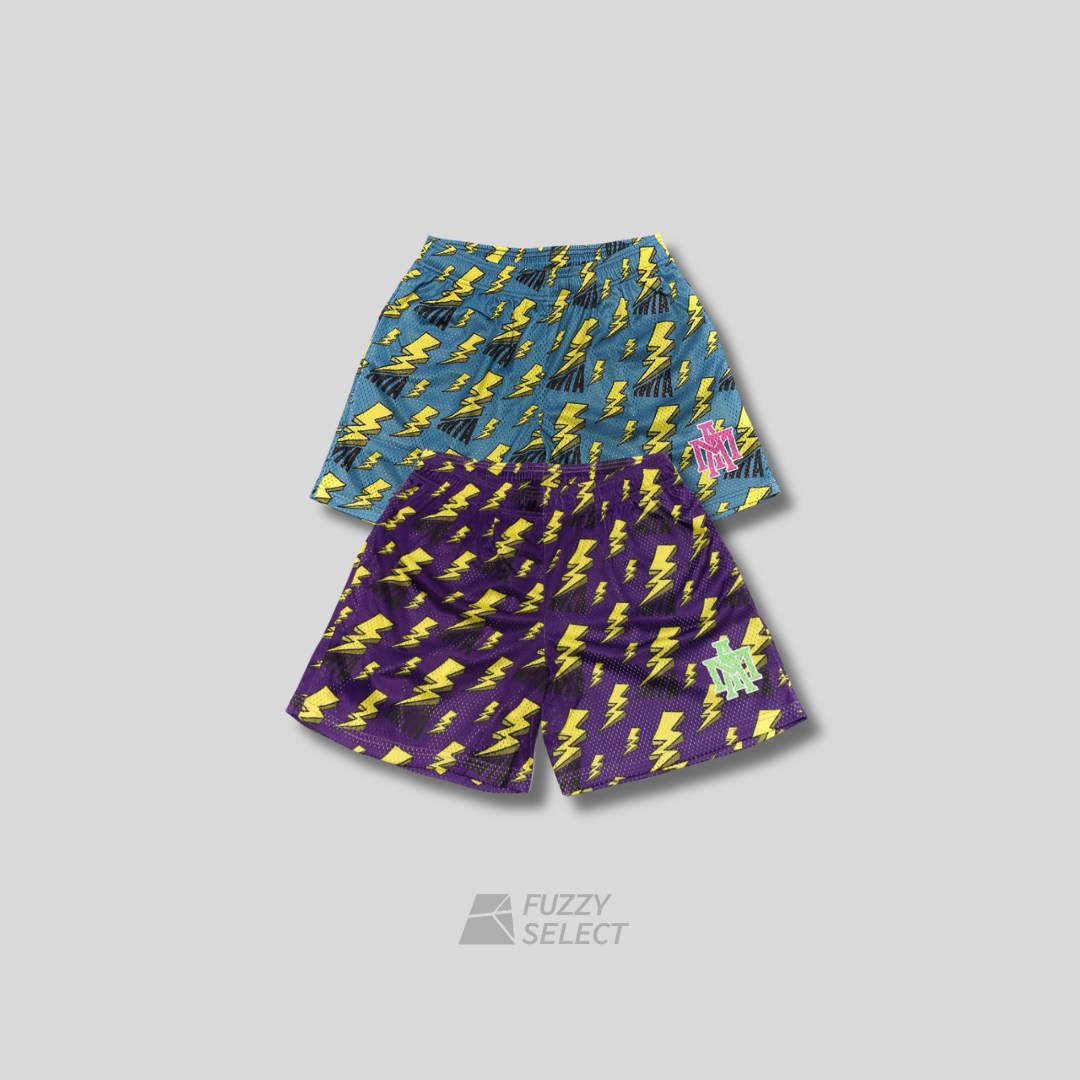 【逢甲 FUZZY】MTA Full Thunder Mesh Shorts 網布 閃電 短褲 藍 紫 M26SBS3