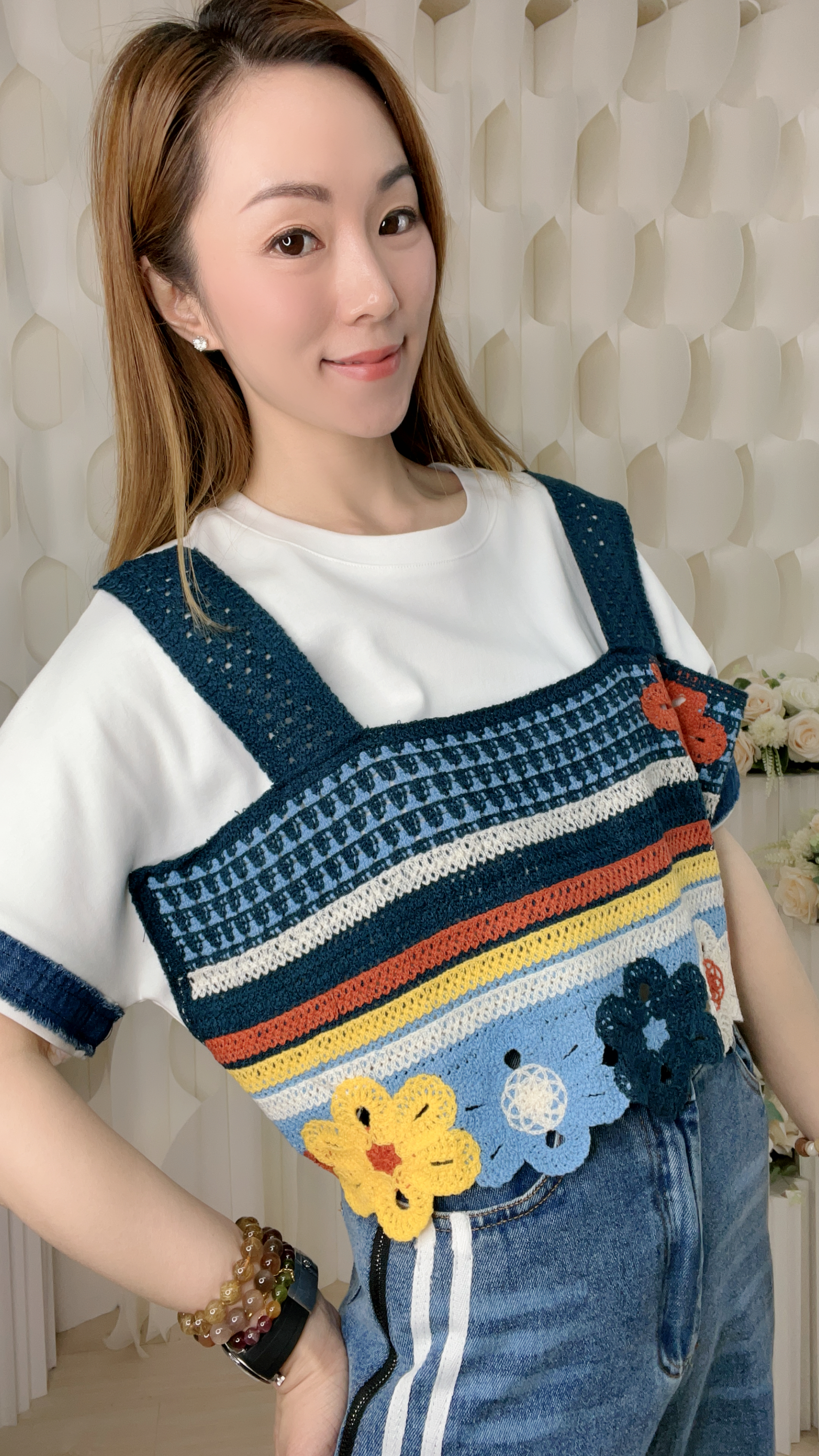 假兩件針織拼滑棉上衣(胸44-48 腰42-46 長23吋)61155 #1004clo