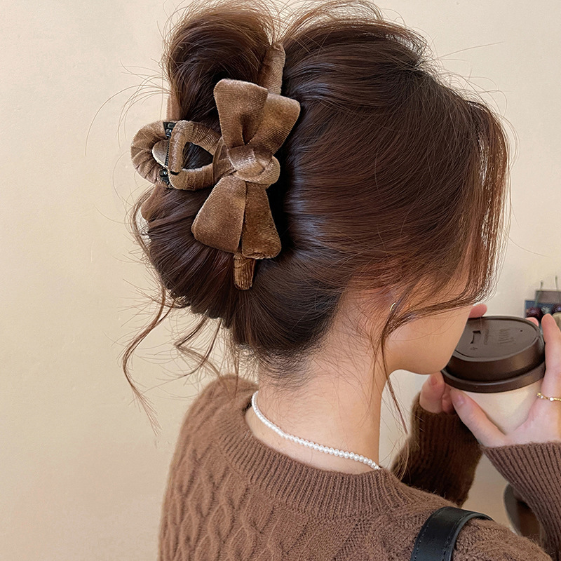 Elegant Flocked Bow Hair Claw