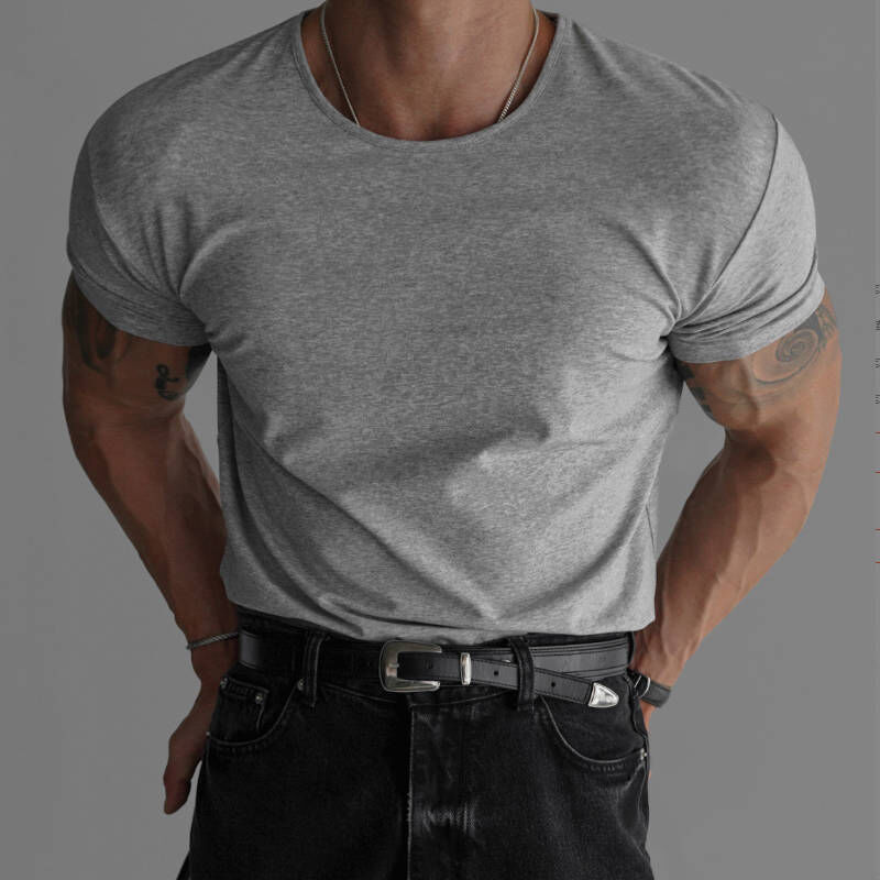 熱銷千件，韓系修身百搭顯壯圓領短袖T-Shirt