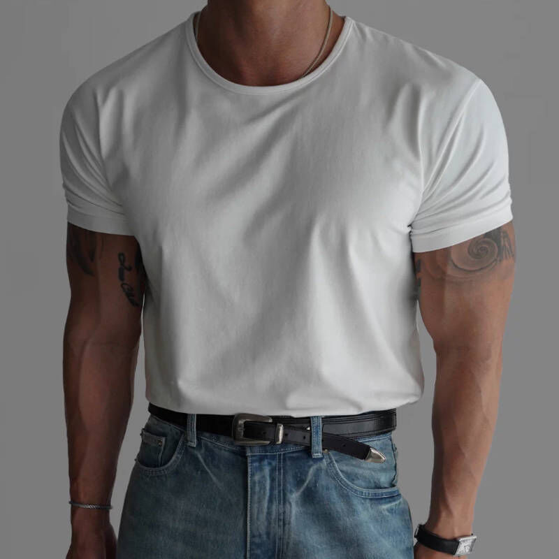 熱銷千件，韓系修身百搭顯壯圓領短袖T-Shirt