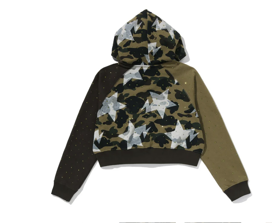 【BAPE女生】0411發售 STA OVER PRINT 1ST CAMO CRYSTAL STONE COLLEGE FULL ZIP HOODIE ● 1M30-215-310
