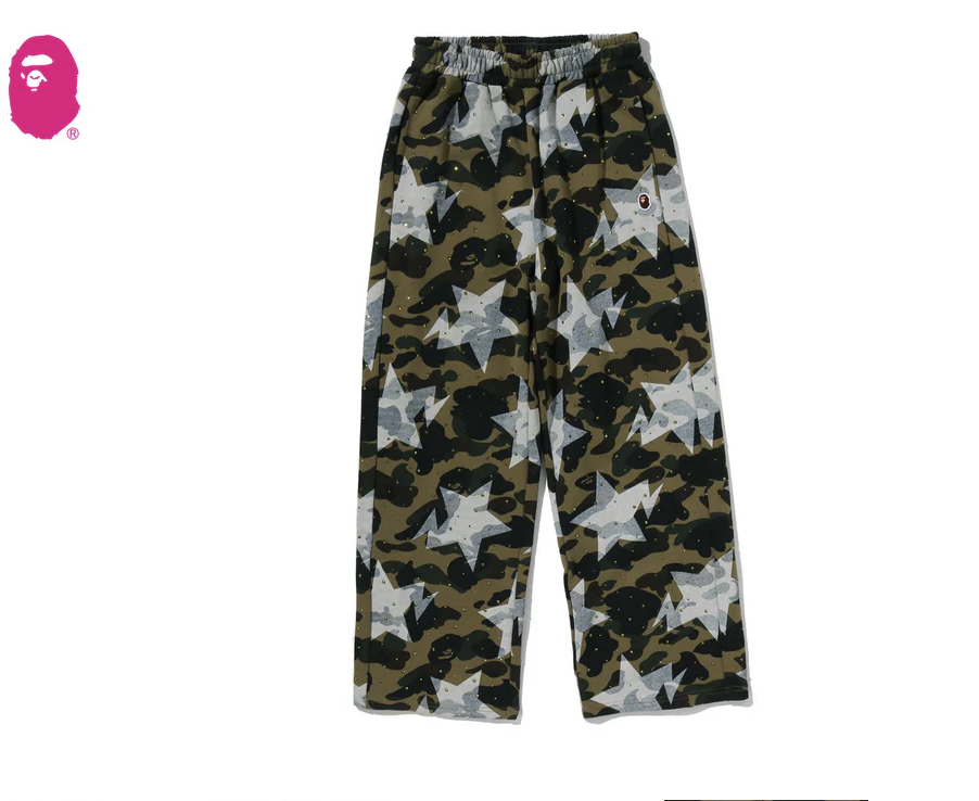 【BAPE女生】0411發售 STA OVER PRINT 1ST CAMO CRYSTAL STONE SWEAT PANTS ● 1M30-252-304