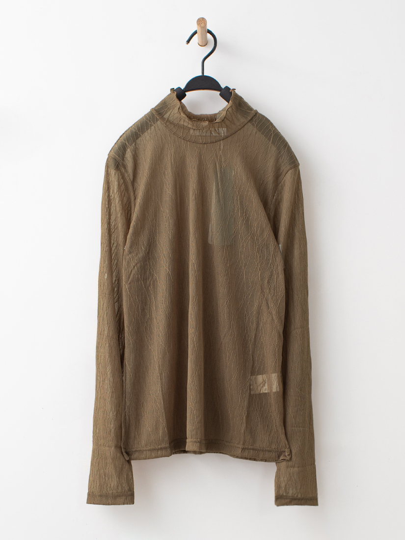 日系柔霧透膚小立領紋理上衣