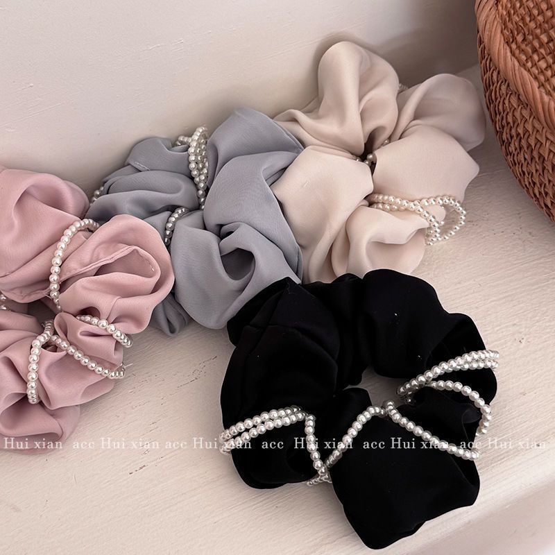 [2 FOR RM10] Korean Pearl Wrap Satin Scrunchies
