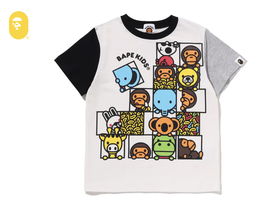 【BAPE童裝】0411發售 BABY MILO FRIENDS BLOCK TEE ● 2M30-309-012