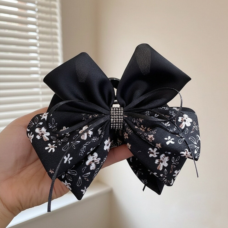 New Chinese Style Floral Bow Ponytail Hair Claw