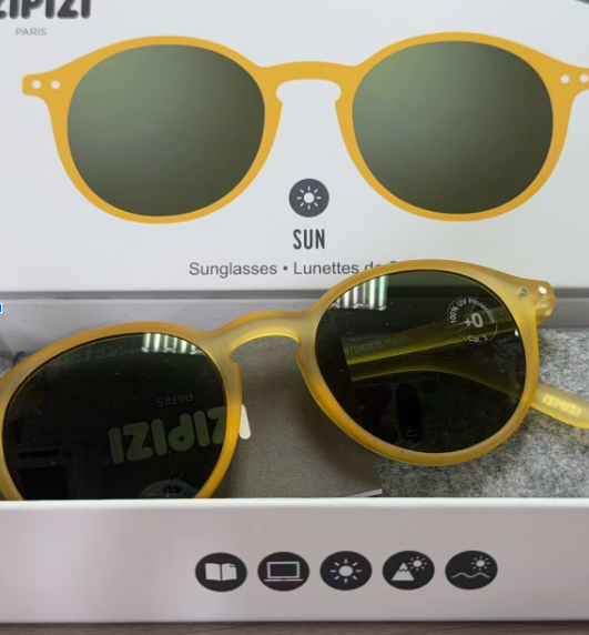 GE260410-P21-太陽眼鏡Sunglasses-圓形透黃-3701210411408-#D(+0)-Yellow honey-Green Lenses