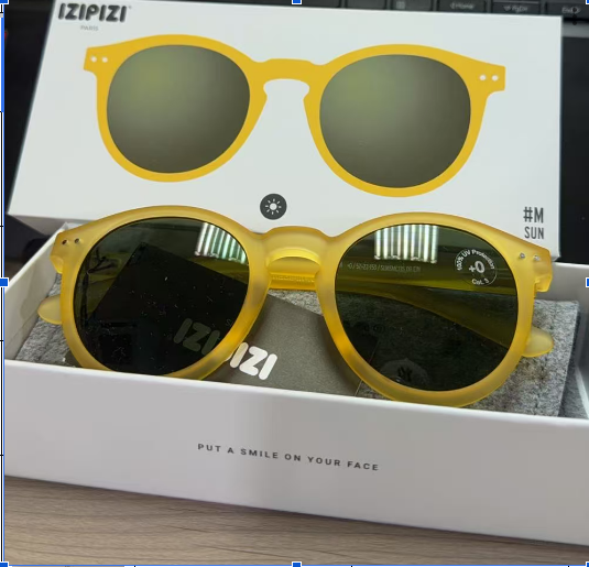 GE260410-P22-太陽眼鏡Sunglasses-大圓框磨砂黃-3701210423043-#M-Yellow honey-Green Lenses