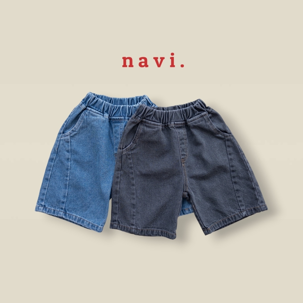 90-160 NAVI 剪輯牛仔及膝短褲 2色
