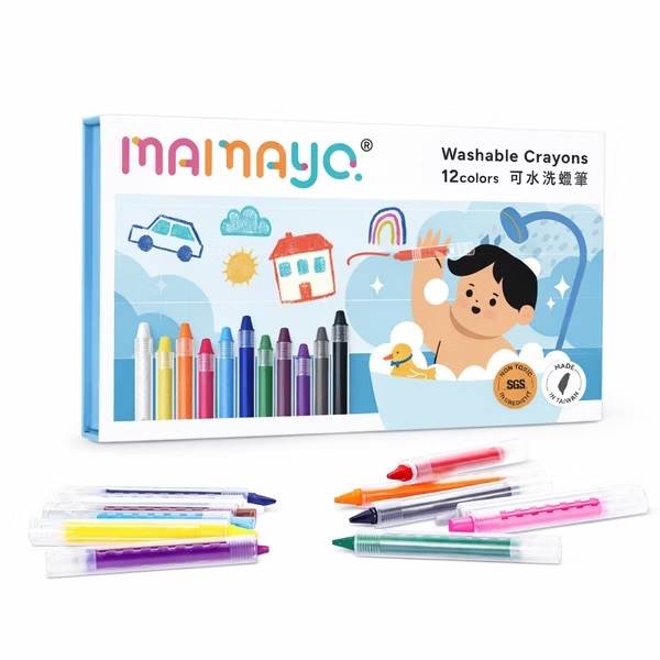 【𝐦𝐚𝐦𝐚𝐲𝐨】12色伸縮水洗蠟筆｜洗澡蠟筆｜浴室蠟筆