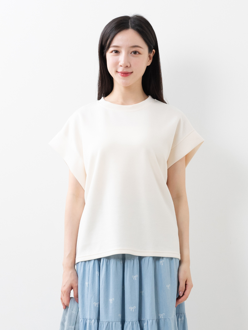 空氣棉連袖上衣印花薄棉牛仔蛋糕裙組合