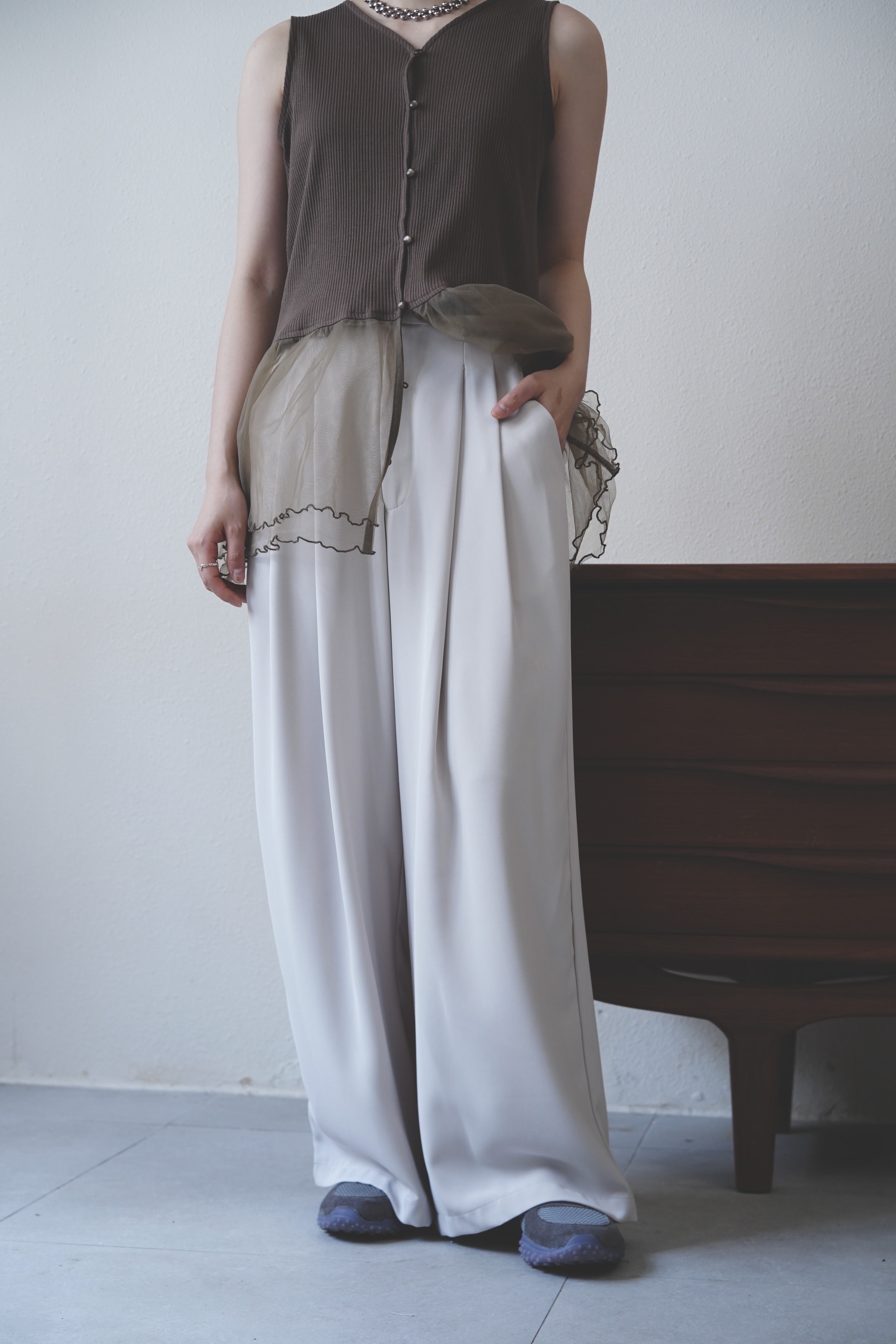 經典腿長版型 ! 垂墜感濶西褲 - TR62977