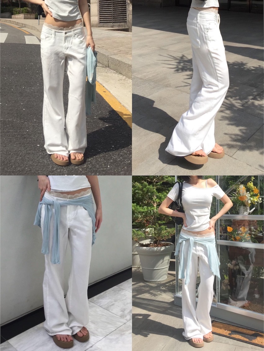 basic low-rise tencel flare trousers