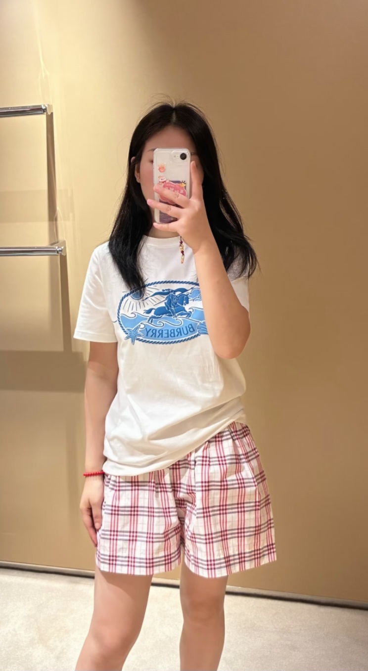 BBR kids 白色 併 粉藍戰馬 Tee