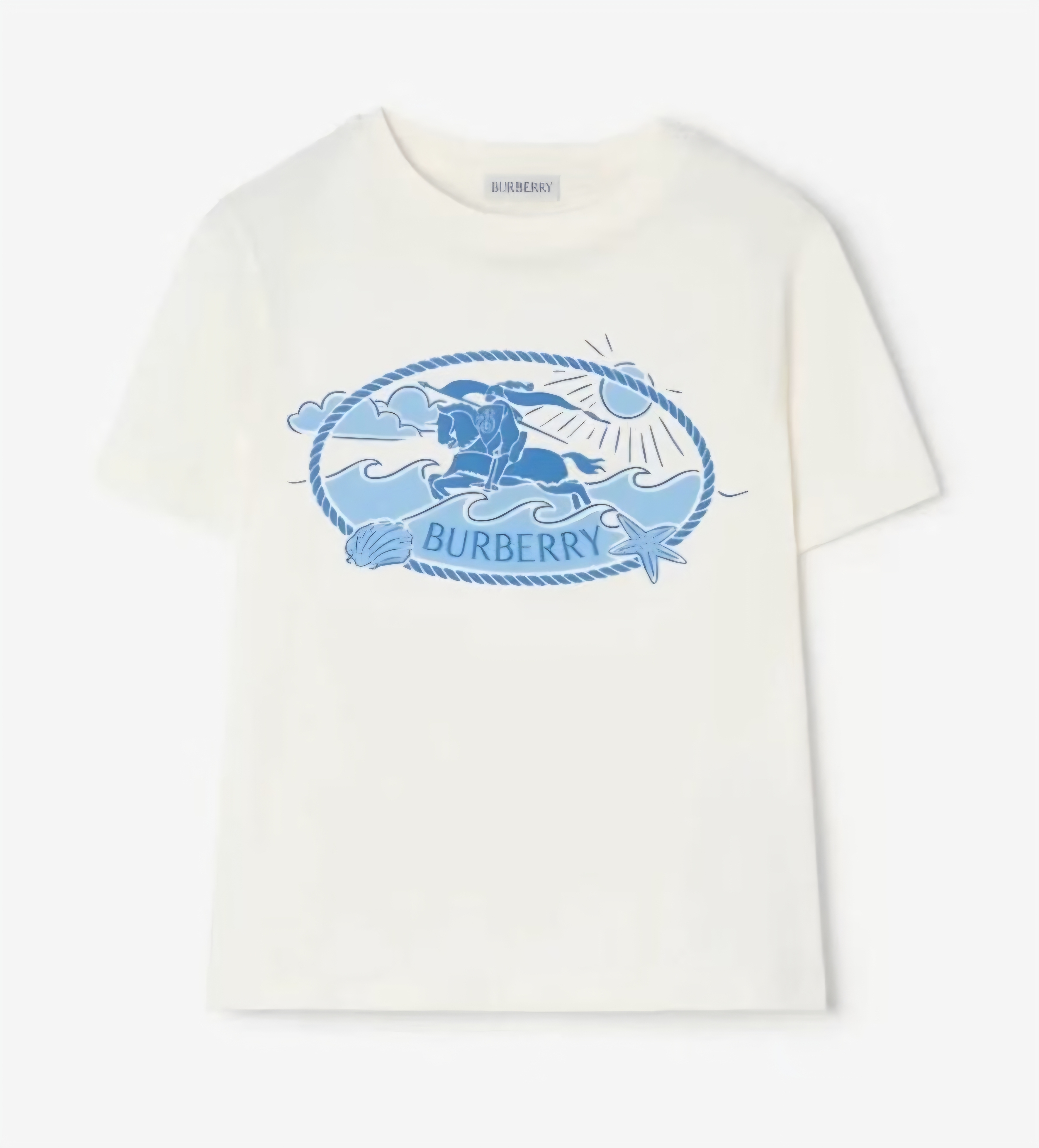 BBR kids 白色 併 粉藍戰馬 Tee