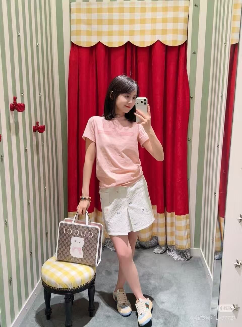 GG Kids 粉色 字母logo Tee