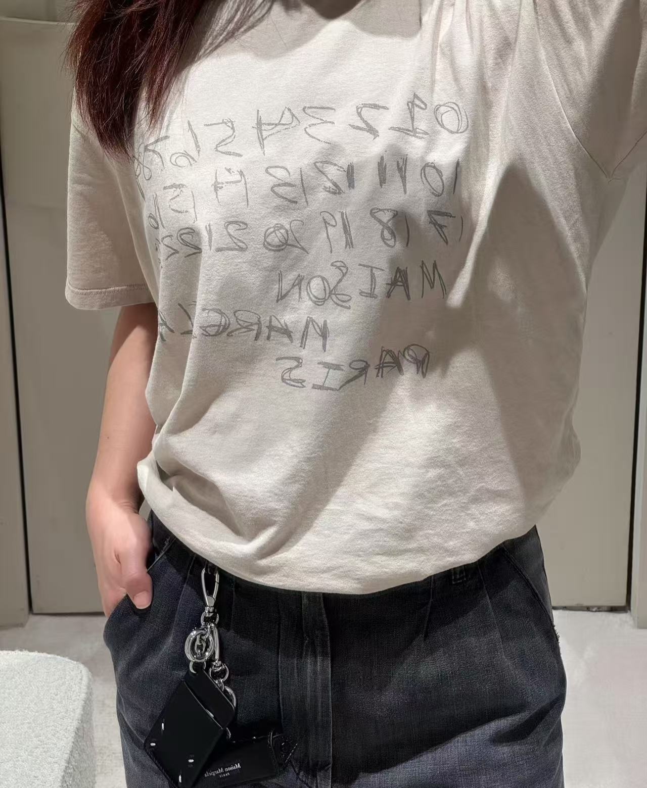 MM6 Maison Margiela 造舊款式 卡其色 字母 Tee