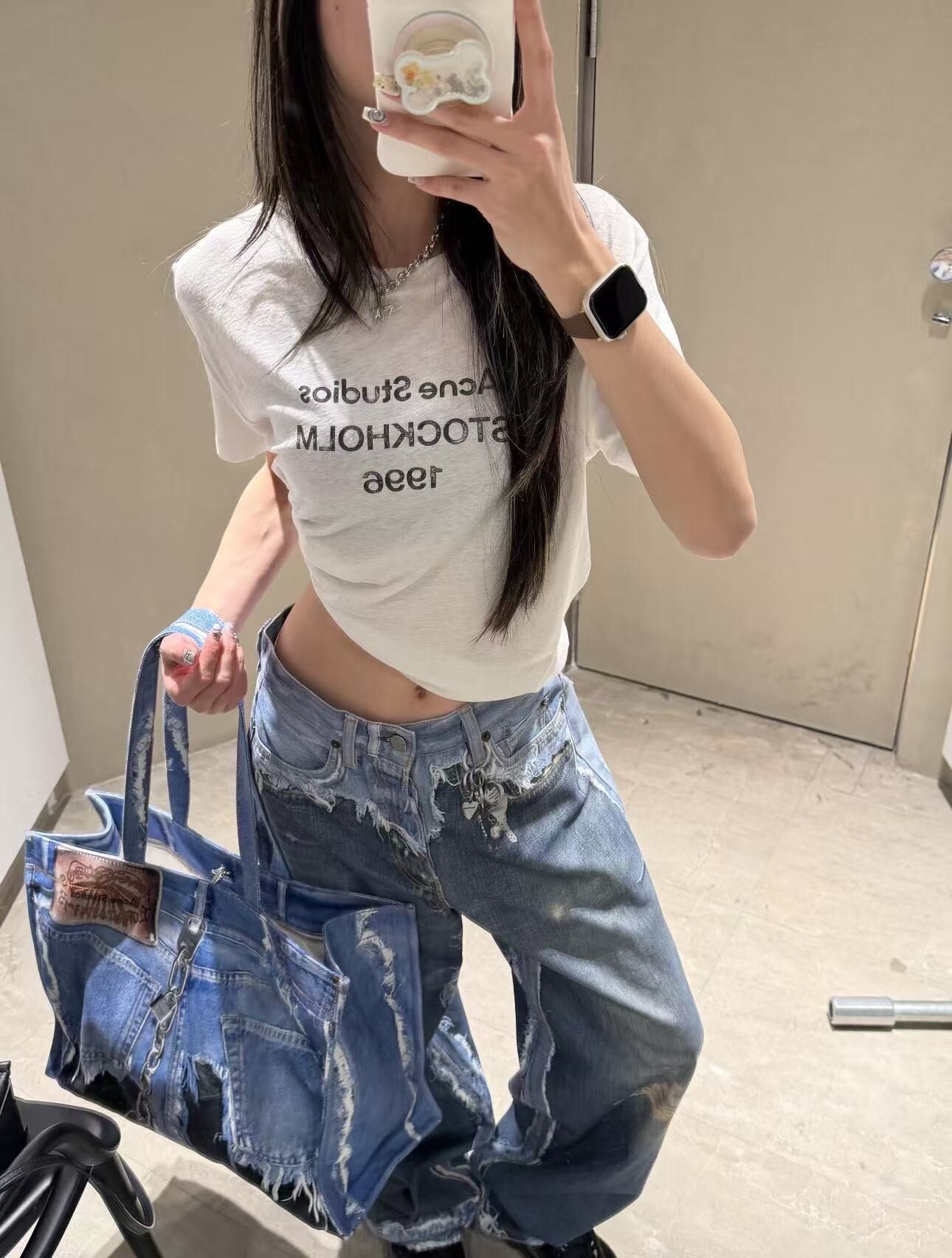 ACNE 造舊破壞款式 字母 Tee 女款