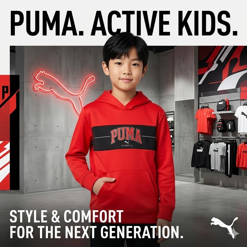【現貨】H041056 PUMA 男童套頭連帽衛衣