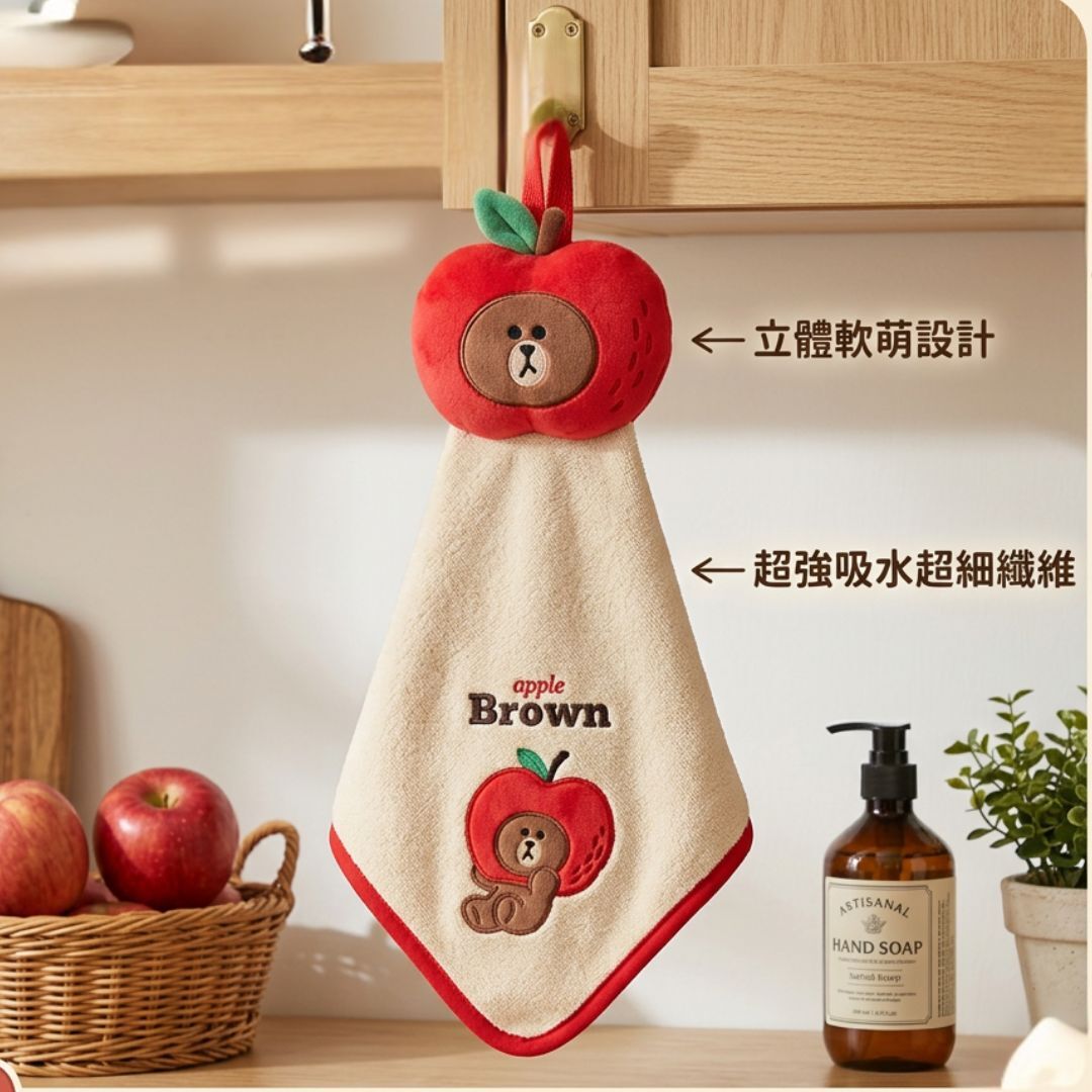 LINE FRIENDS 水果系列 3D多用途抹手毛巾-BROWN