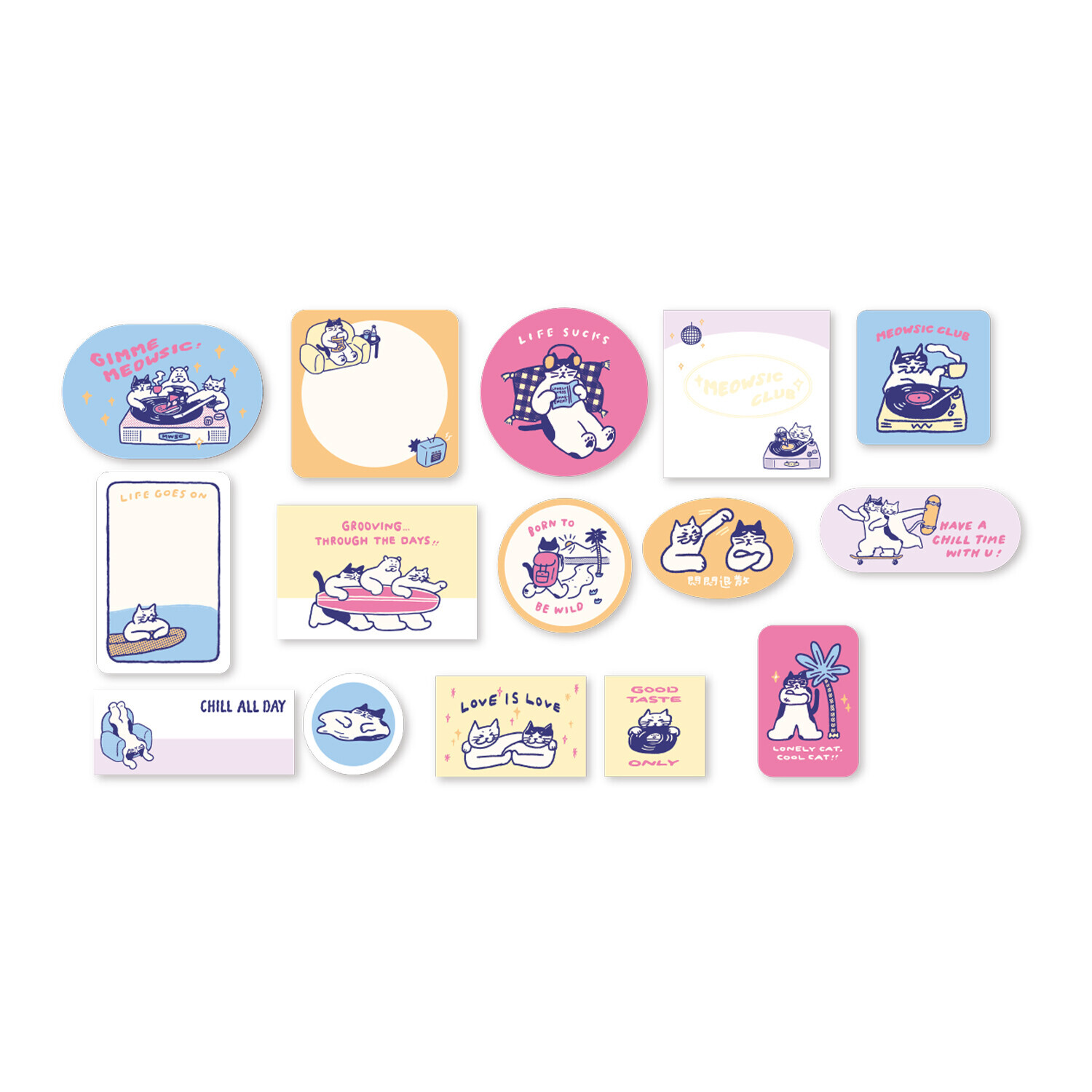 黑白小姐 貓貓 30枚 貼紙包｜日本FRONTIER