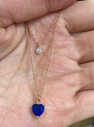 MP260410-R4-C24NB093心形雙線項鍊-RG-BLUE（非人為保修6個月）