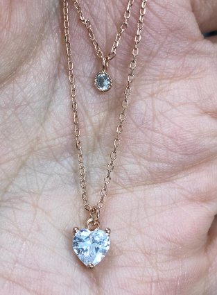 MP260410-R5-C24NB093心形雙線項鍊-RG-WHITE（非人為保修6個月）