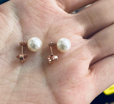 MP260410-R3-C24EGF08314K鍍金珍珠雪人耳環-RG（非人為保修6個月）