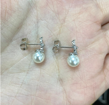 MP260410-R24-C24EGP04814K鍍金雪花珍珠耳環-WG（非人為保修6個月）