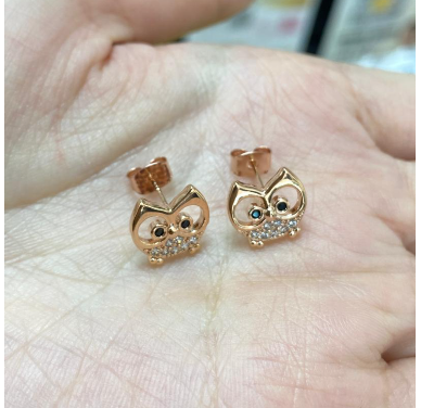 MP260410-R27-C24EB056貓頭鷹耳環-RG（非人為保修6個月）