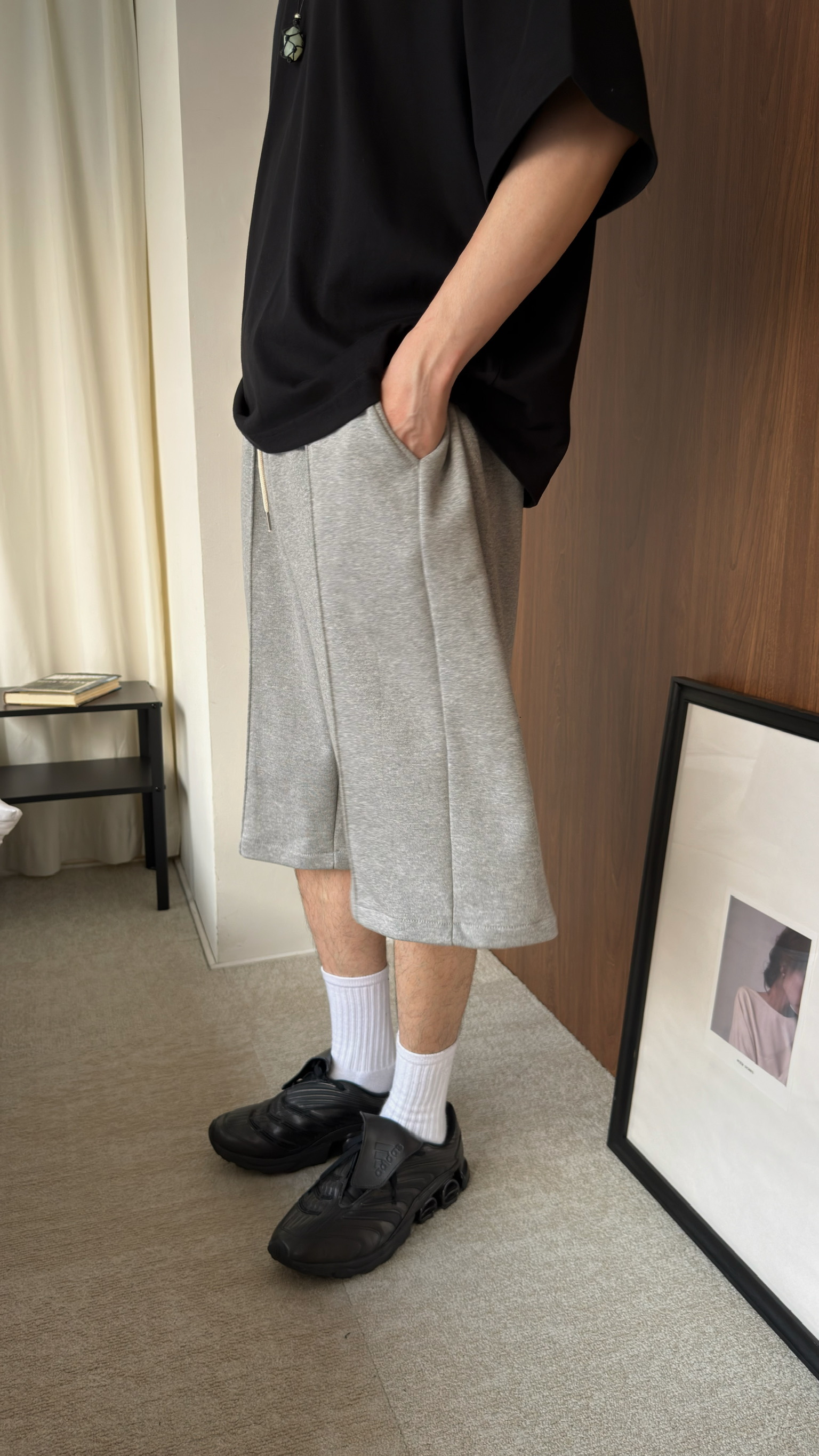 拼接輕盈棉短褲