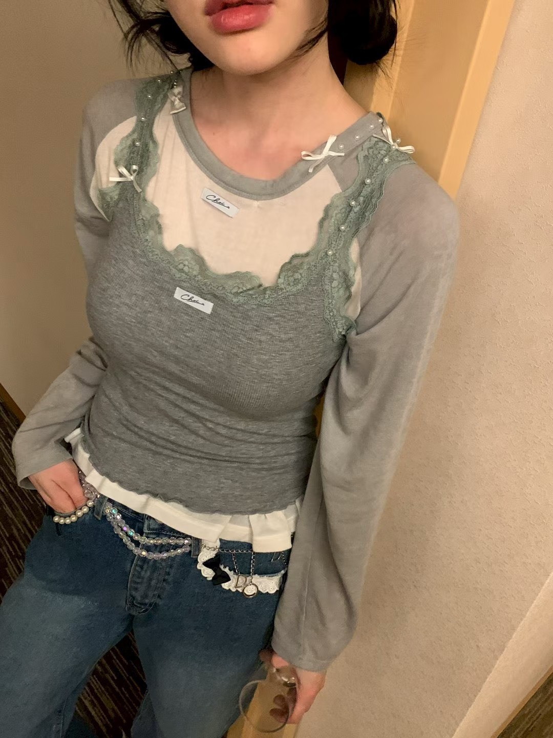 小珍珠蕾絲BRA背心