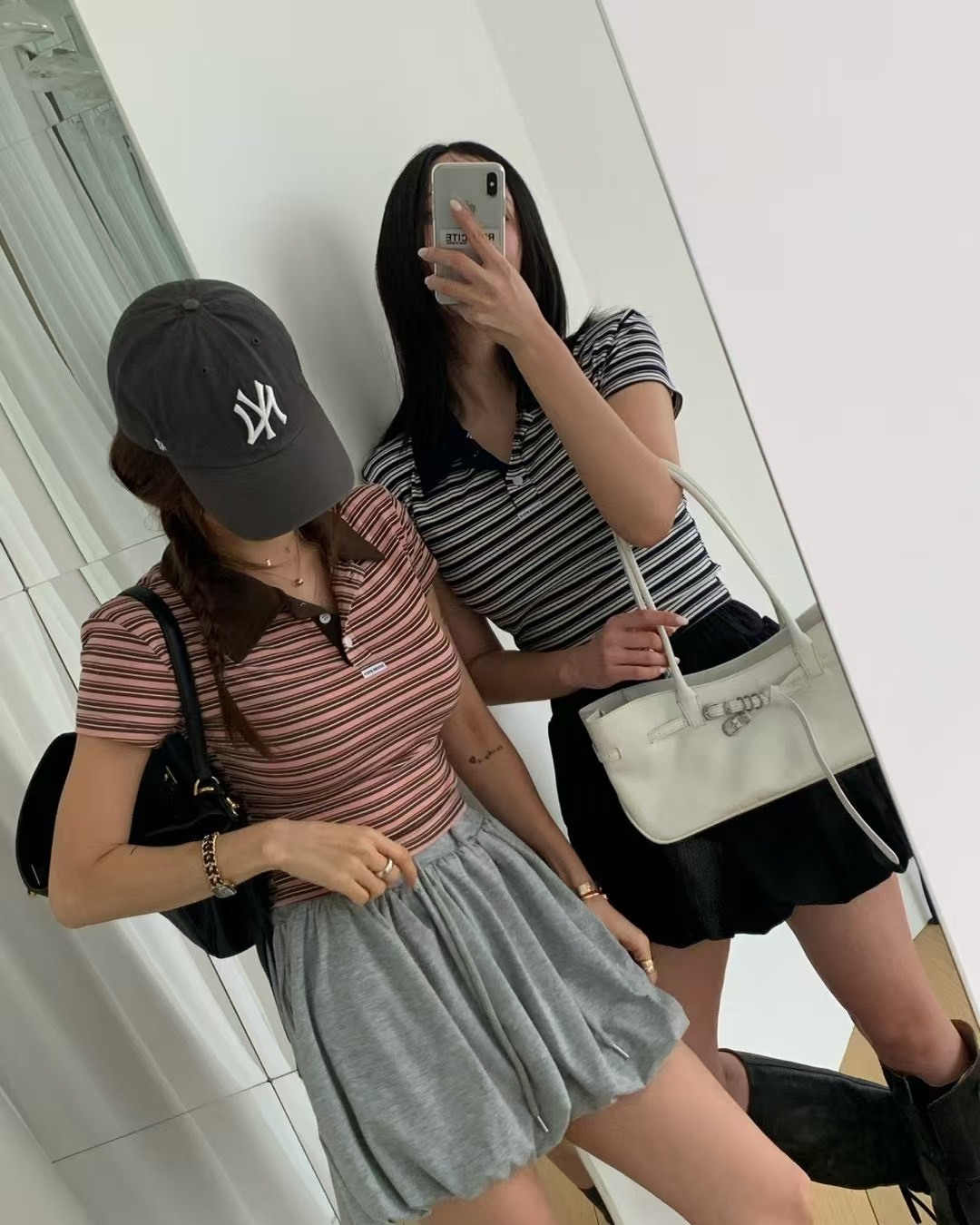有領美式條紋短T