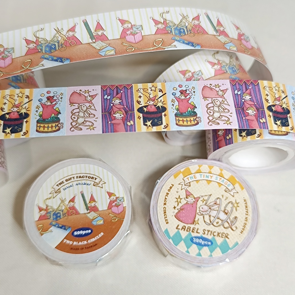 TWO BLACK CIRCLES．小小舞台/禮物小工廠 標籤貼紙捲  <只有分裝>