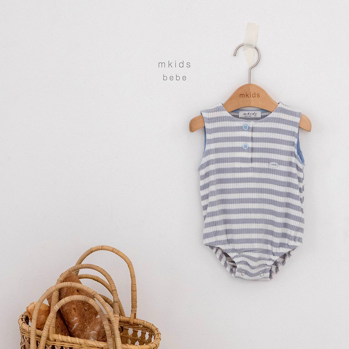 正韓夏mkids 兩色條紋包屁衣