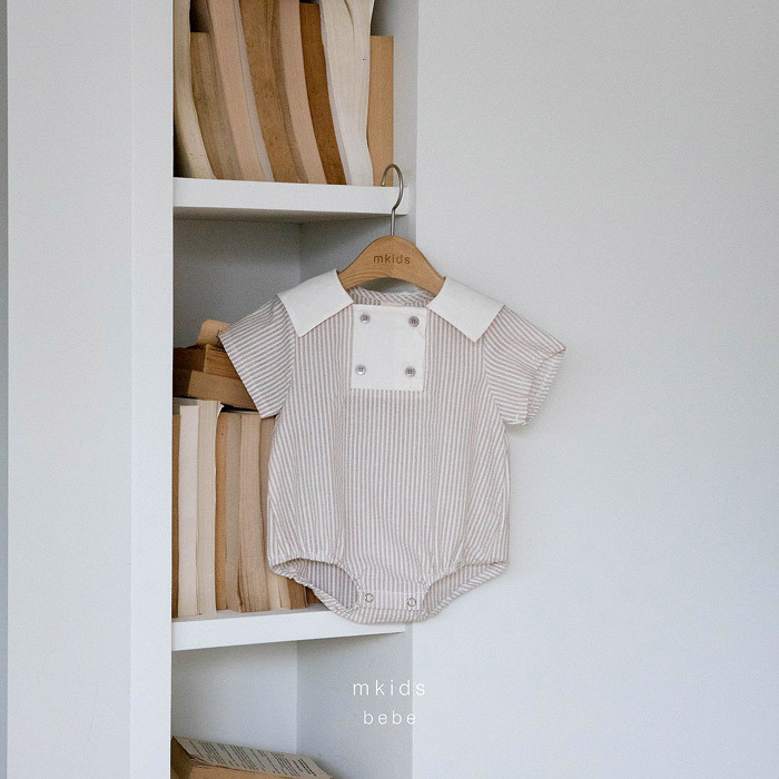 正韓夏mkids 兩色設計感鈕扣包屁衣