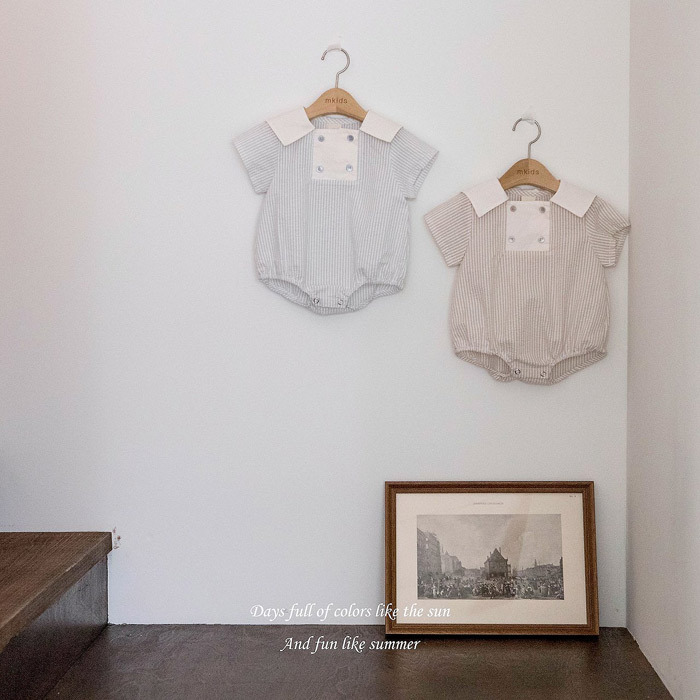 正韓夏mkids 兩色設計感鈕扣包屁衣