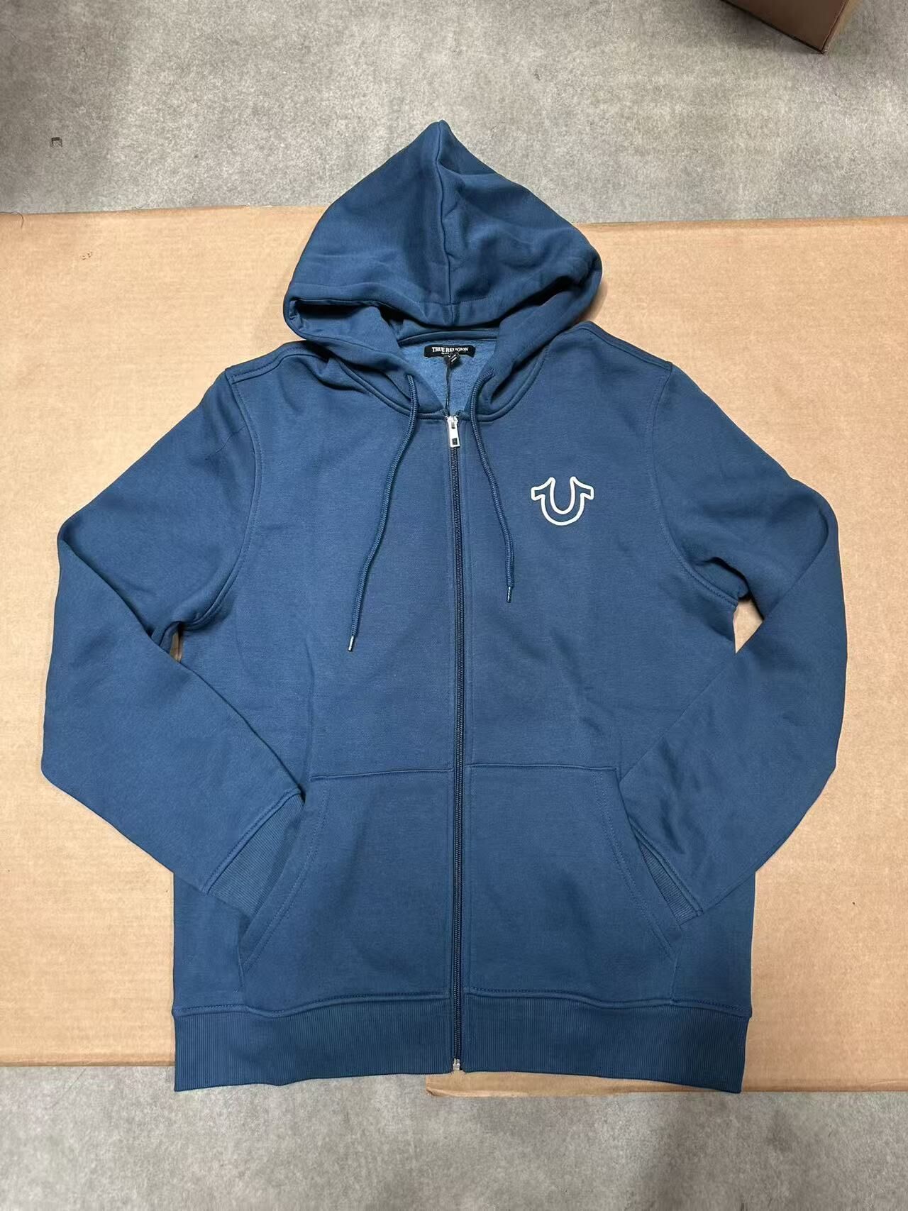 【現貨】True Religion H041133 藍色男士連帽拉鍊開襟衫