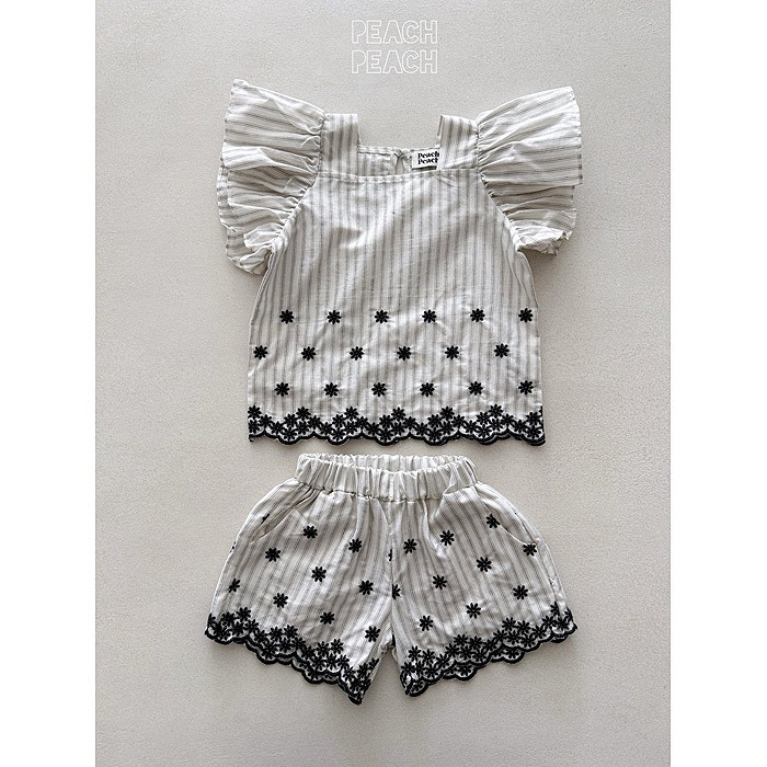 正韓夏PEACHPEACH 兩色刺繡雪花套裝